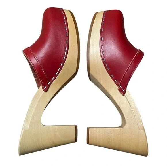 Swedish Hasbeens Grease Sky High Sandal Women's Size 36 / US 6 Red - Picture 5 of 12